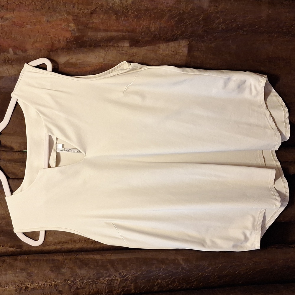 Lulu- B Sleeveless Notched V-Neck, Size L, Neutral Stone